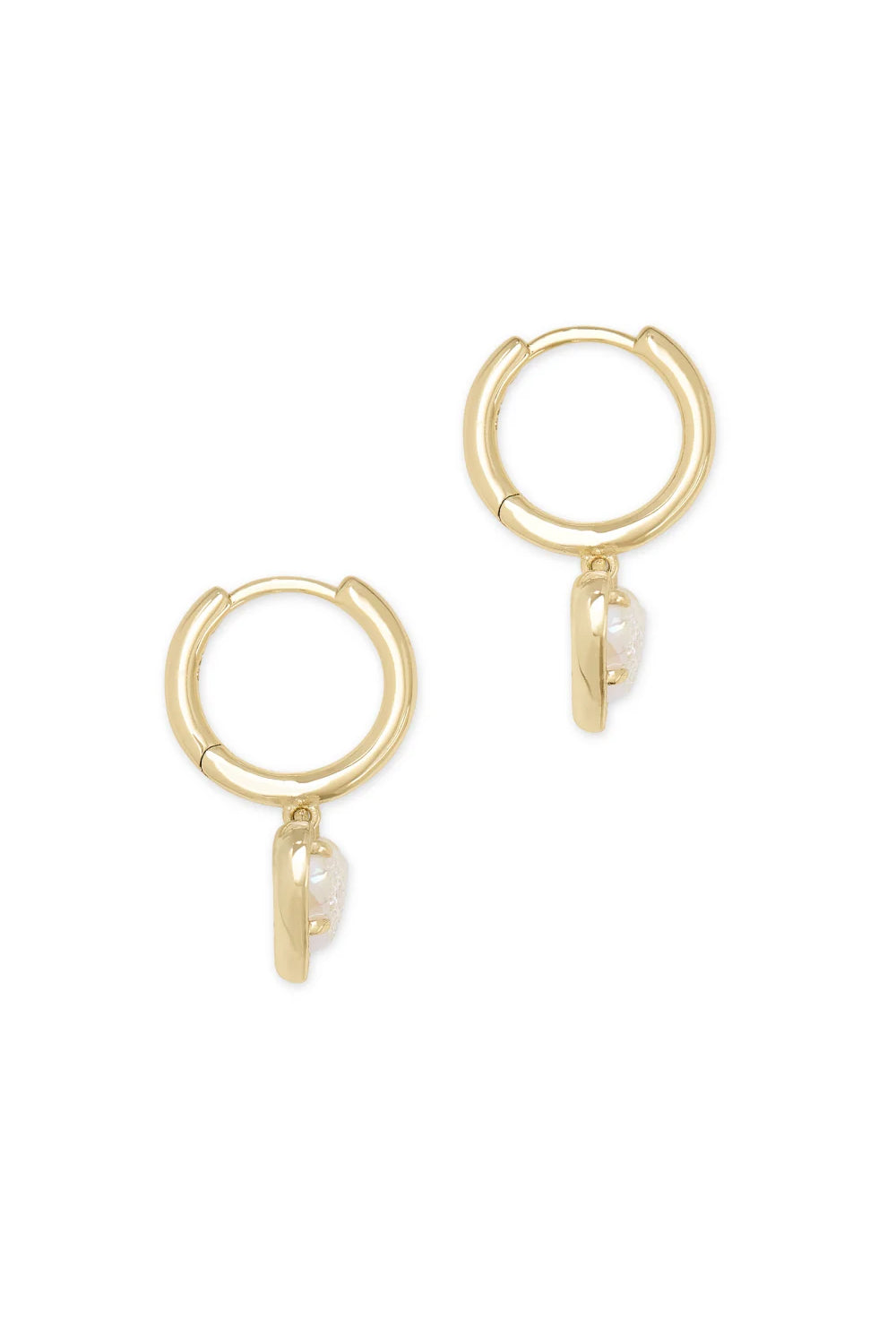 Kendra Scott: Ari Heart Gold Huggie Earrings - Iridescent Drusy | Makk Fashions