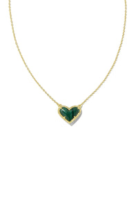 Kendra Scott: Ari Heart Gold Pendant Necklace - Green Malachite | Makk Fashions