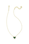 Kendra Scott: Ari Heart Gold Pendant Necklace - Green Malachite | Makk Fashions