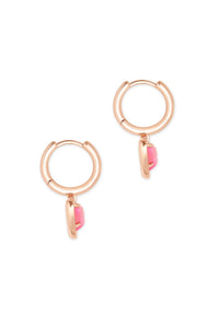 Kendra Scott: Ari Heart Rose Gold Huggie Earrings - Light Pink Drusy | Makk Fashions