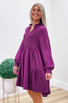 Autumn Harvest Woven Tiered Dress - Purple | Makk Fashions