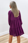 Autumn Harvest Woven Tiered Dress - Purple | Makk Fashions