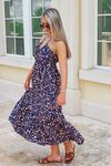 On My Mind Geo Print Halter Midi Dress - Navy