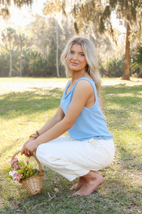 Sadie & Sage: Mindy Cowl Neck Sweater Tank - Sky