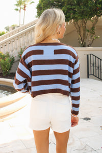 Blue Horizon Striped Sweater - Blue/Brown