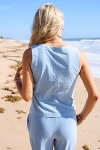 Morning Coast Sleeveless Vest - Lt Denim
