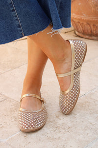 Dressed To Dazzle Mary Jane Flat - Gold
