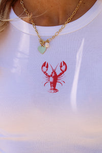 Sea Life Lobster Graphic Crop Top - Ivory