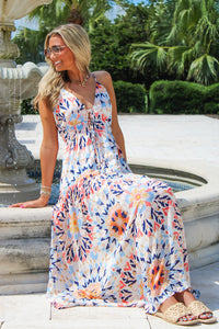 Party In Paradise Tie Maxi Dress - Multi