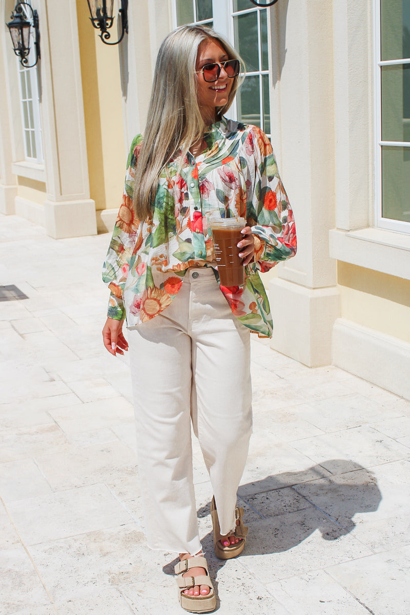 Falling For Florals Button Down Top - Multi
