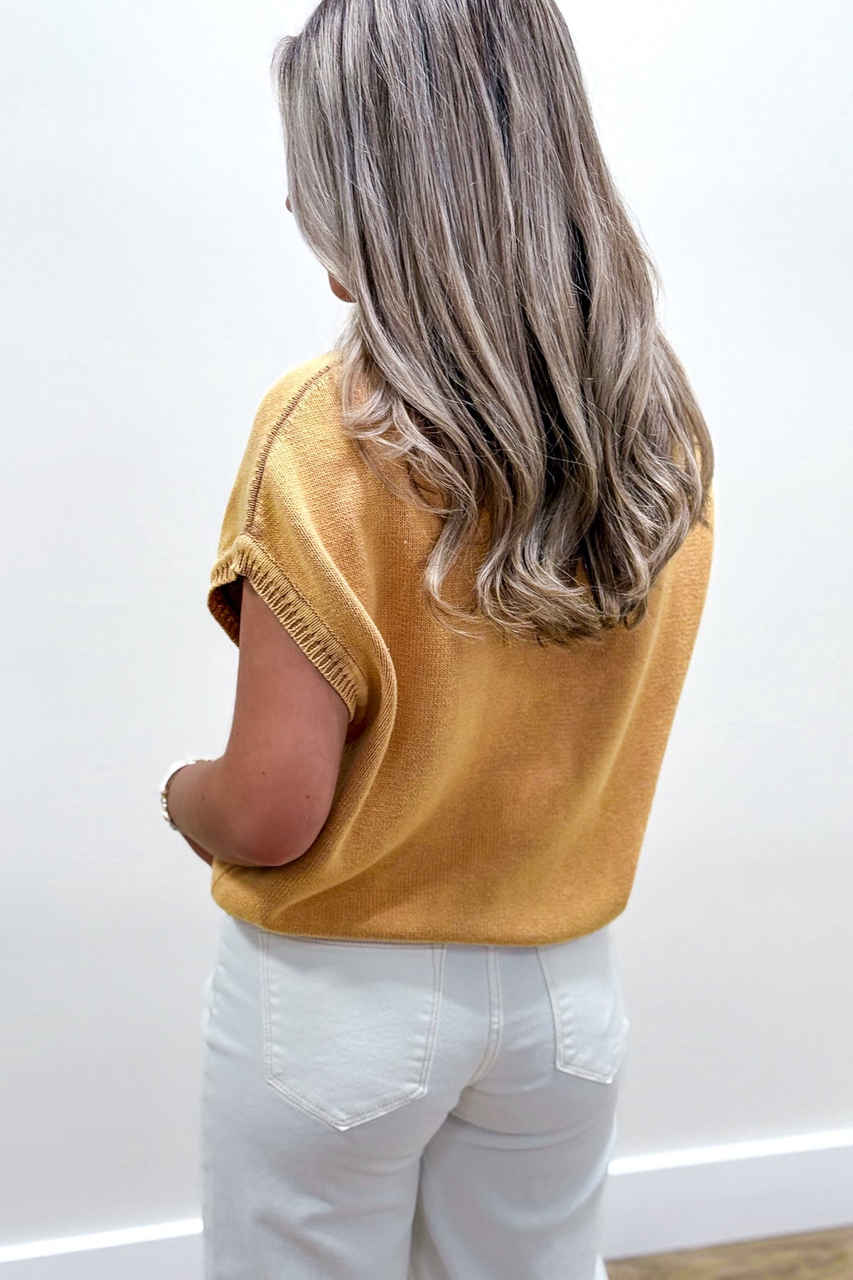 Feeling The Vibe Peace Sign Sweater - Mustard