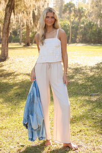 Shoreline Breeze Wide Leg Pants - Lt Khaki