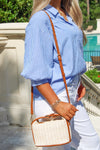 The Taylor Buckle Straw Crossbody Bag - Tan