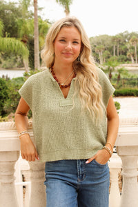 Cozy Dreams Cropped Sleeveless Sweater - Sage