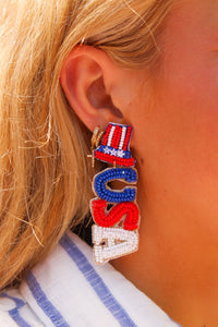 USA Seed Bead Dangle Earring