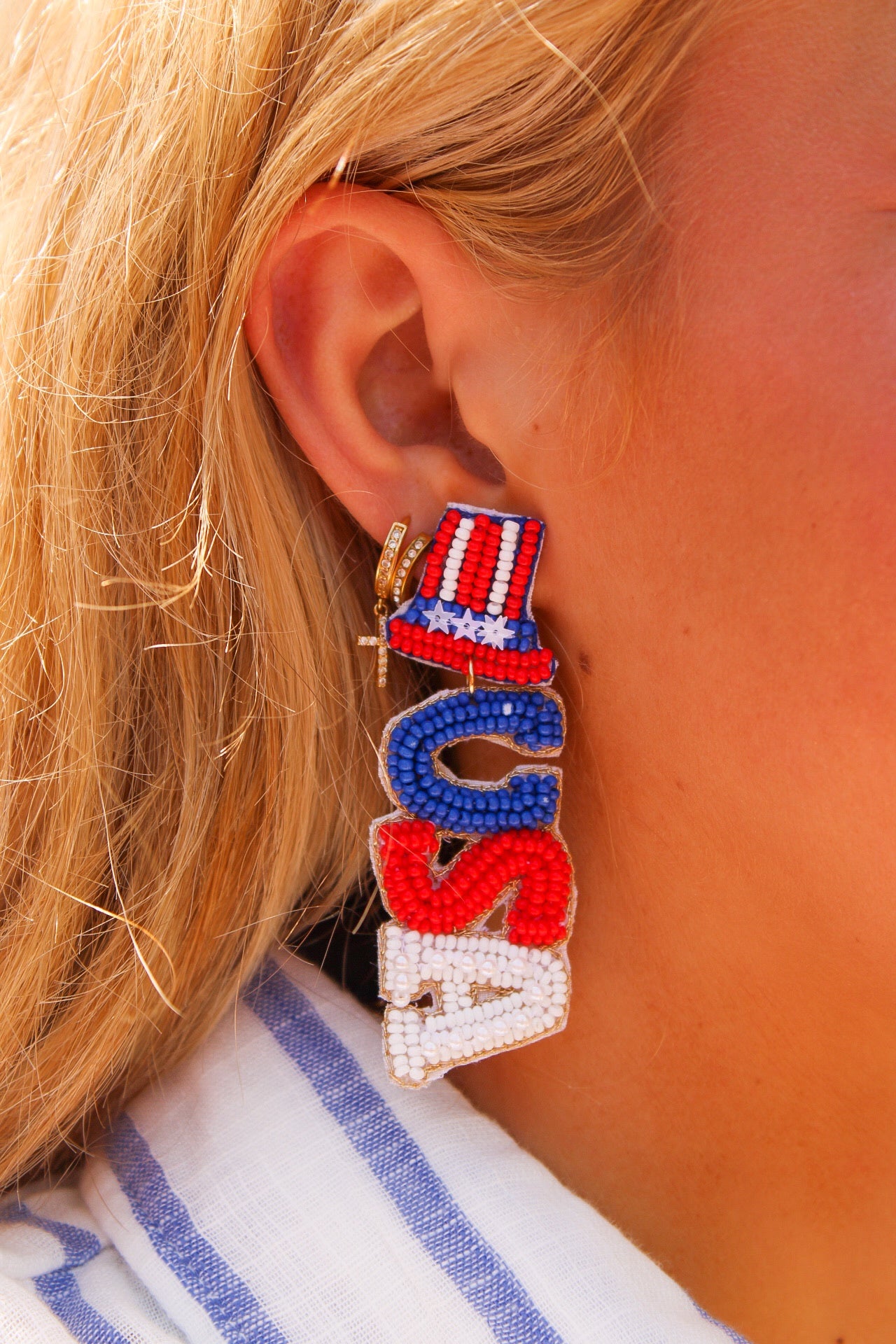 USA Seed Bead Dangle Earring