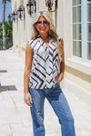 Follow The Lines Geo Print Top - White/Black