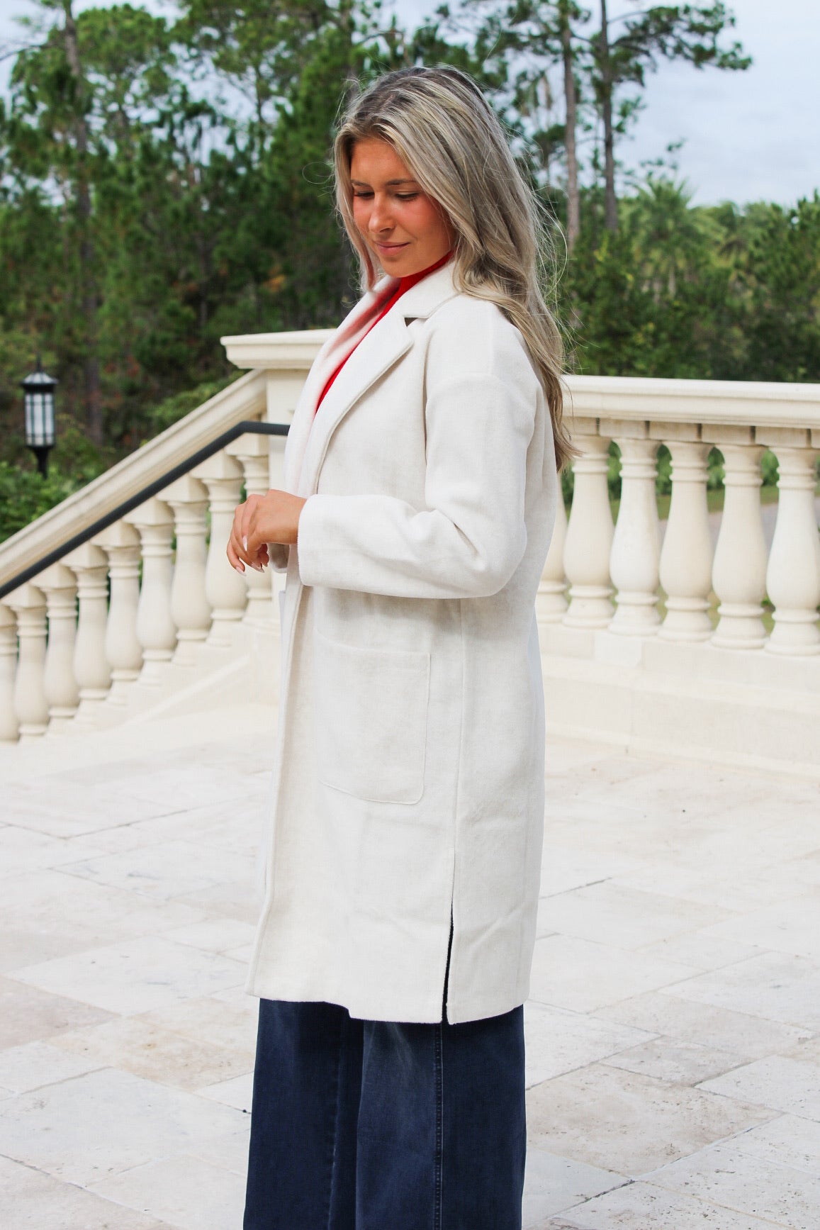 Out of Town Open Front Coat - Ivory