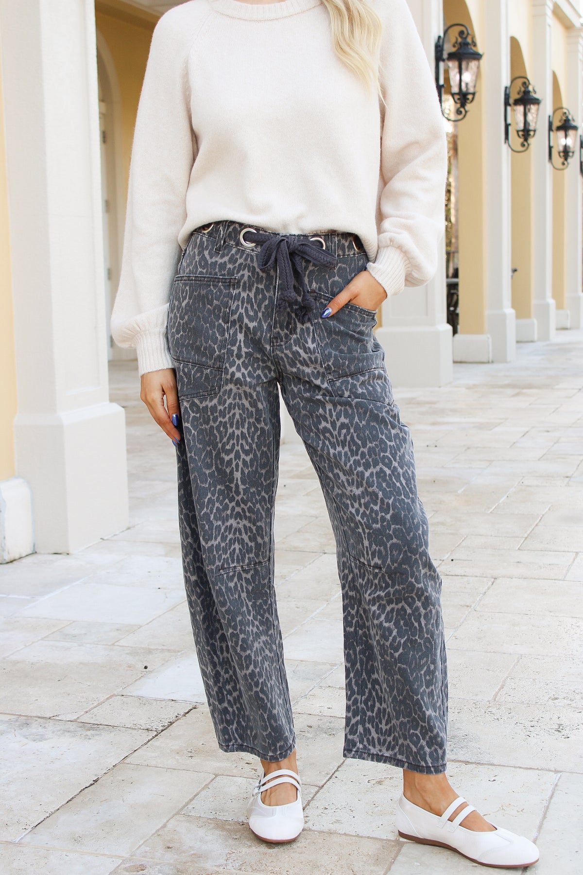 Wild Side Leopard Print Belted Jeans - Multi