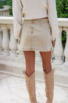 Autumn Whisper Tie Front Mini Skirt - Tan
