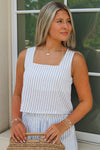 Daydreams Of You Pinstripe Crop Top - Ivory