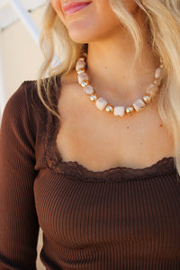 Beaded Stone Necklace - Natural