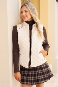 At The Lodge Quilted Padded Vest - Ivory