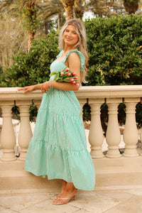 Seabreeze Stripe Tiered Maxi Dress - Green