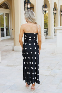 Classic Charm Strapless Maxi Dress - Black/Cream