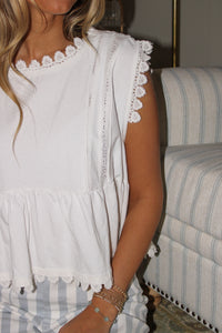 Sweet Dreams Sleeveless Lace Top - White