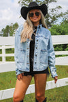 Keep On Dreaming Acid Wash Denim Jacket - Med Wash