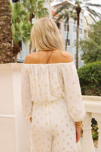 Seaside Shimmer Off Shoulder Top - Ivory