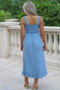 Sunkissed Summers Smocked Midi Dress - Denim