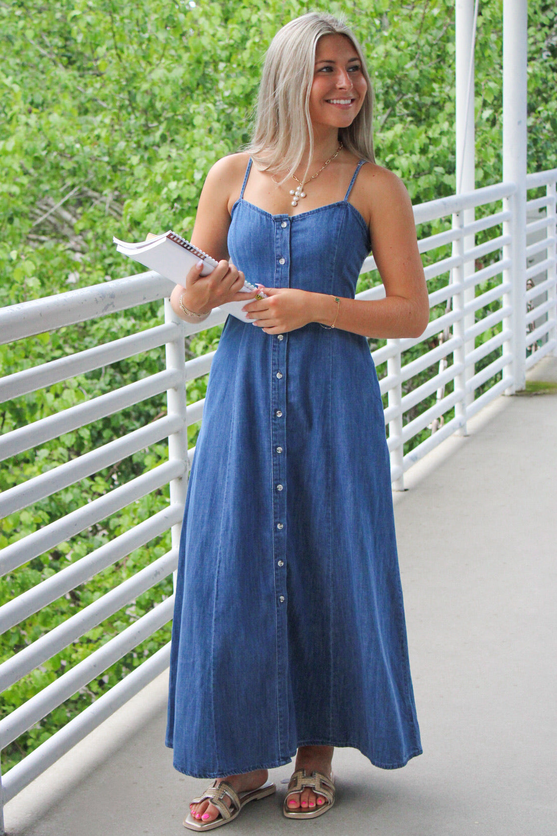Z Supply: Angel Eyes Denim Midi Dress - Medium Indigo