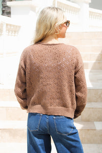 Wildflower Moment Crochet Cardigan - Mocha