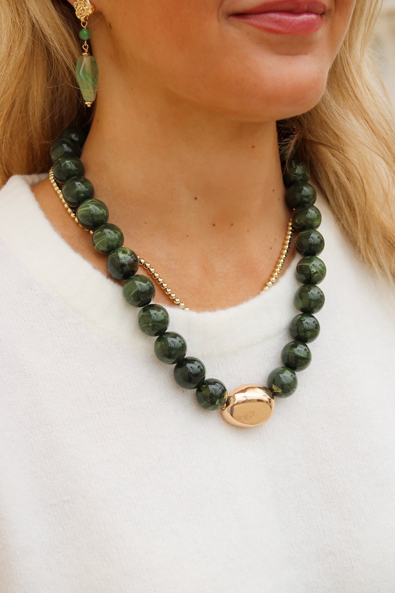 Cypress Lane Beaded Necklace - Olive