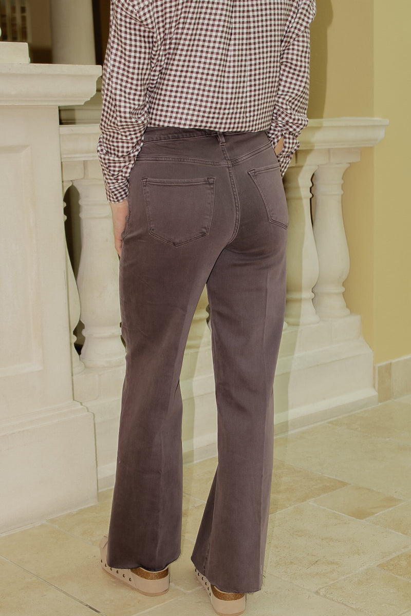 Dear John: Fiona High Rise Wide Leg Jeans - Mocha Brown