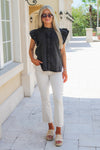 Cheer With Me Flutter Sleeve Top - Black
