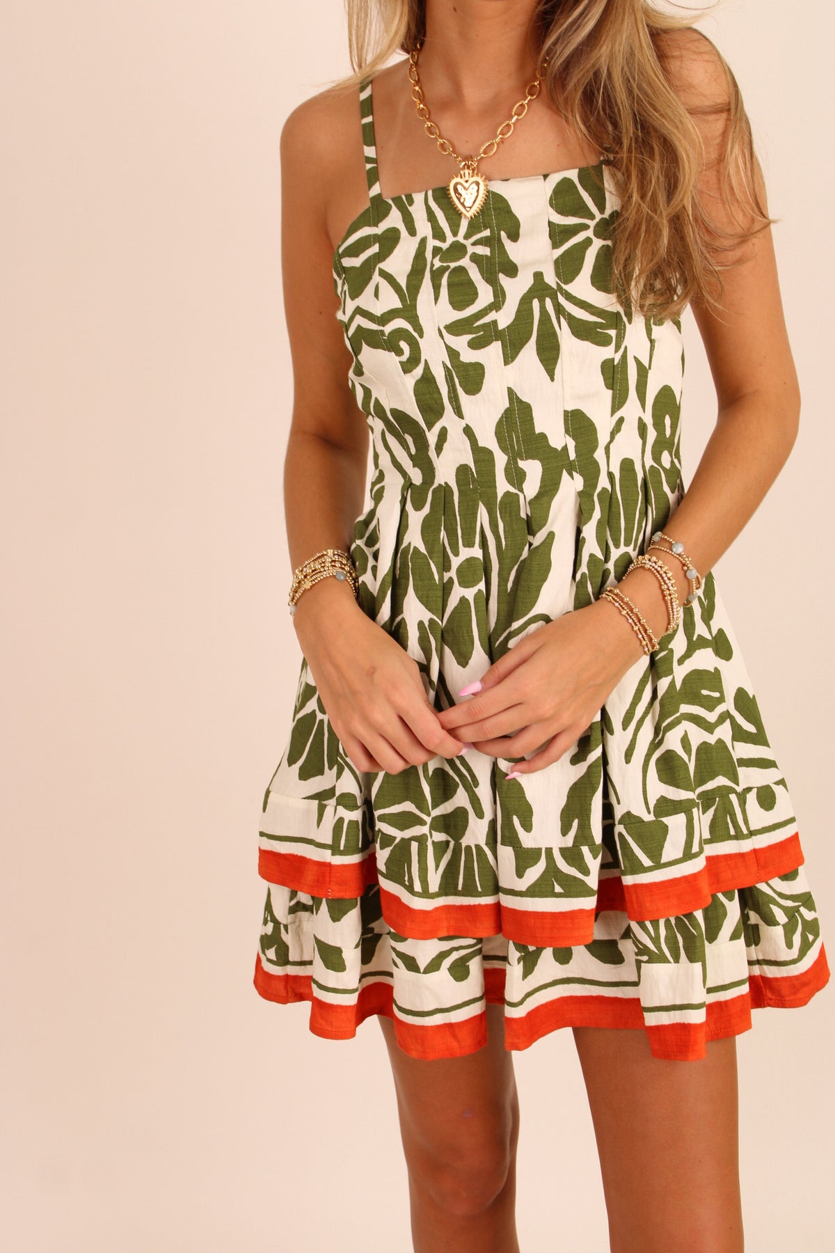 Island Escape Pleated Mini Dress - Olive