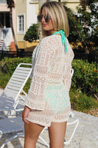 Vacay Vibes Crochet Romper - Natural