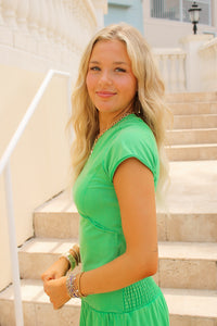 Feeling Free Mineral Washed Top - Kelly Green