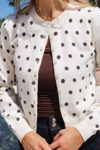 The Uptown Polka Dot Cardigan - Cream