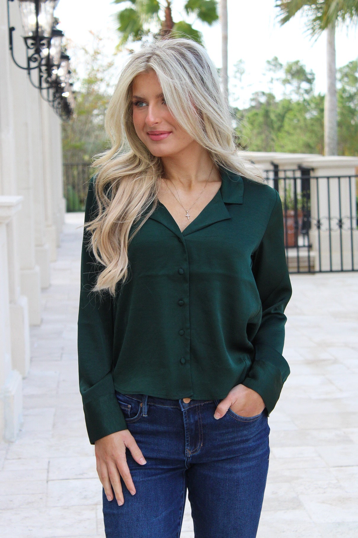 Z Supply: Ana Satin Top - Garland Green