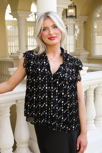 Holiday Geo Print Top - Black