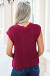 Everyday Ease Button Down Knit Vest - Wine