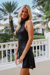 Dare To Dazzle Halter Neck Mini Dress - Black