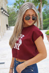 Game Day Time Sleeveless Sweater - Garnet