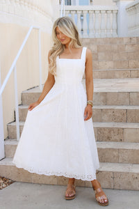 Unwritten Summer Eyelet Midi Dress - White