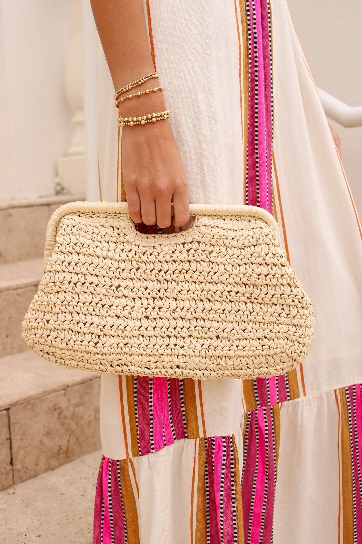Casual Summers Straw Clutch - Ivory