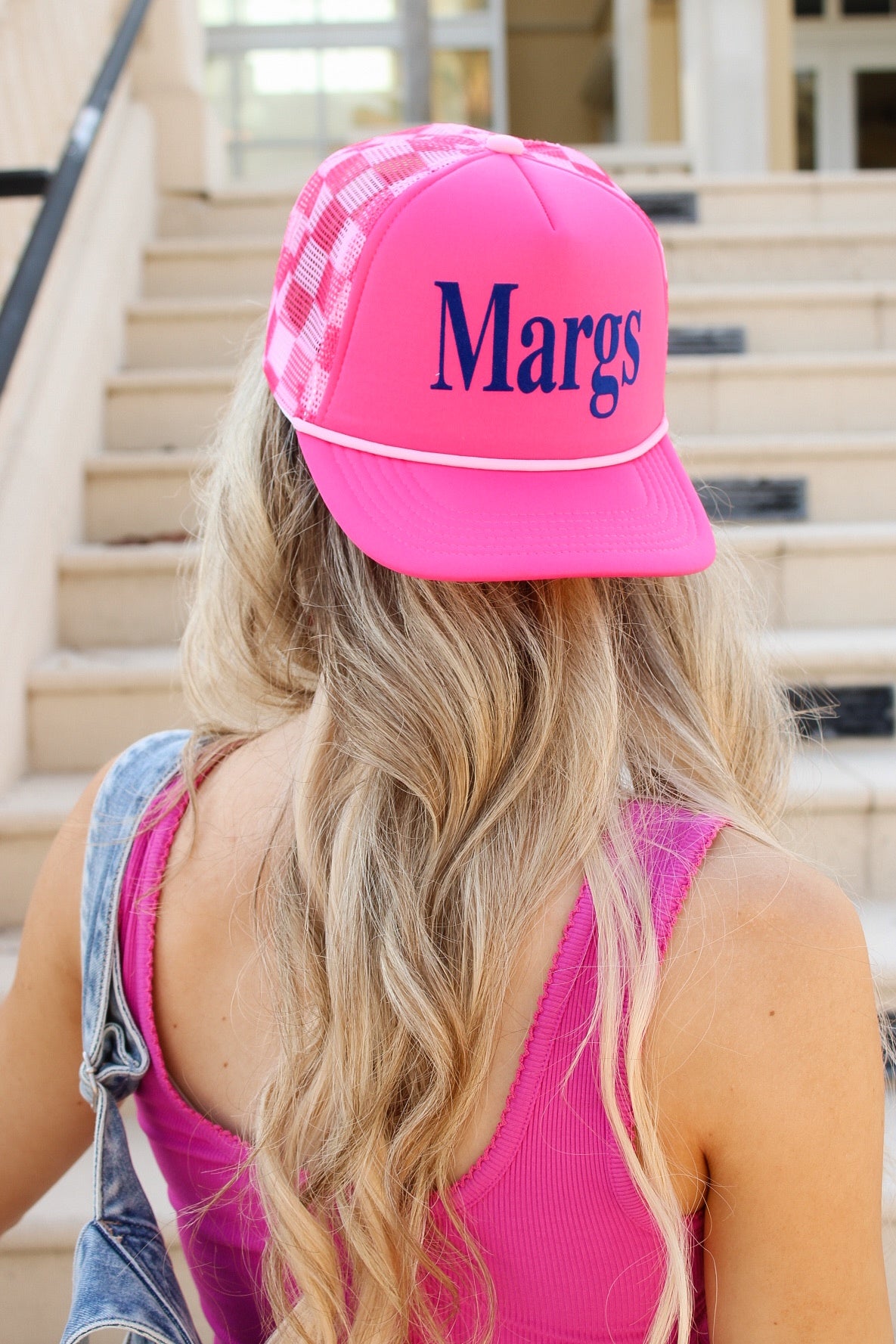 Margs Mesh Back Trucker Hat - Hot Pink